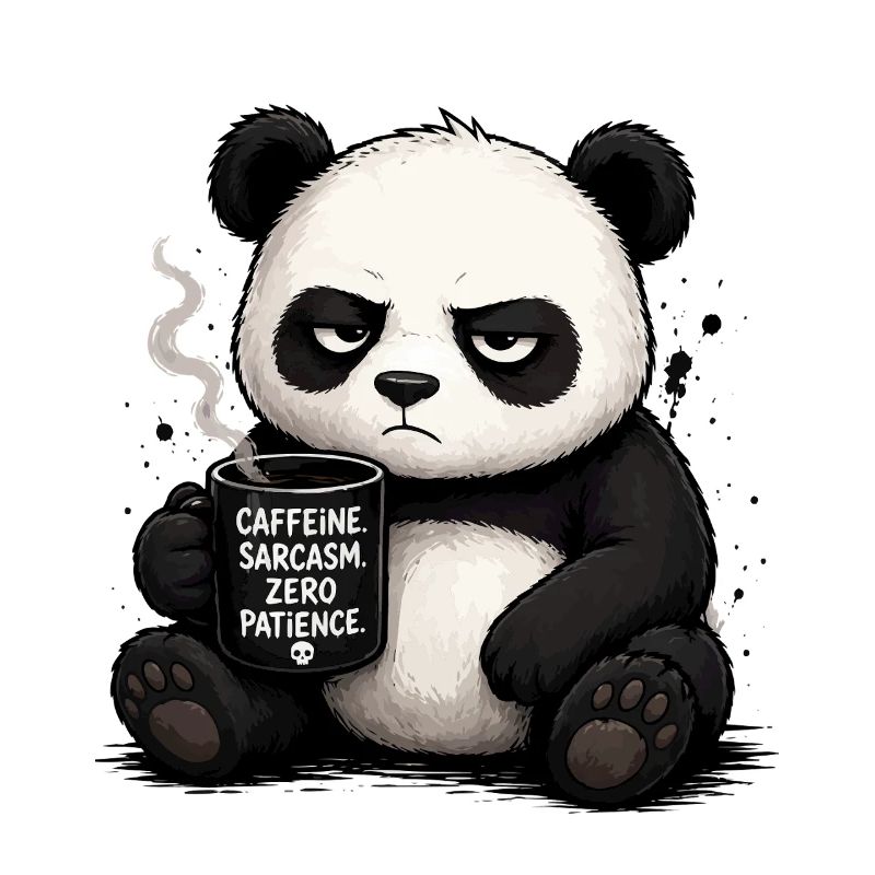 Coffee panda with sarcasm