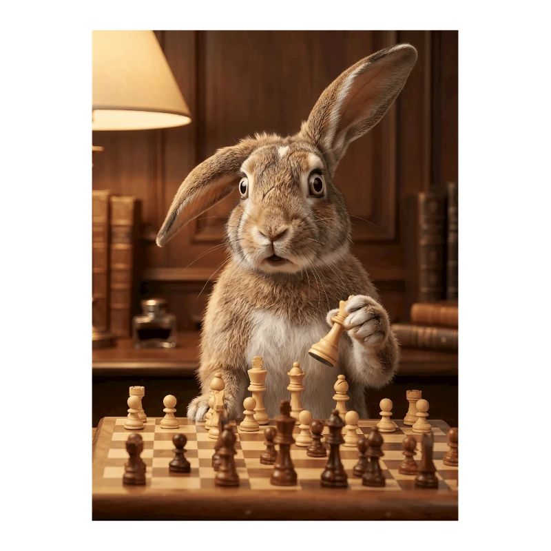Rabbit playing chess
