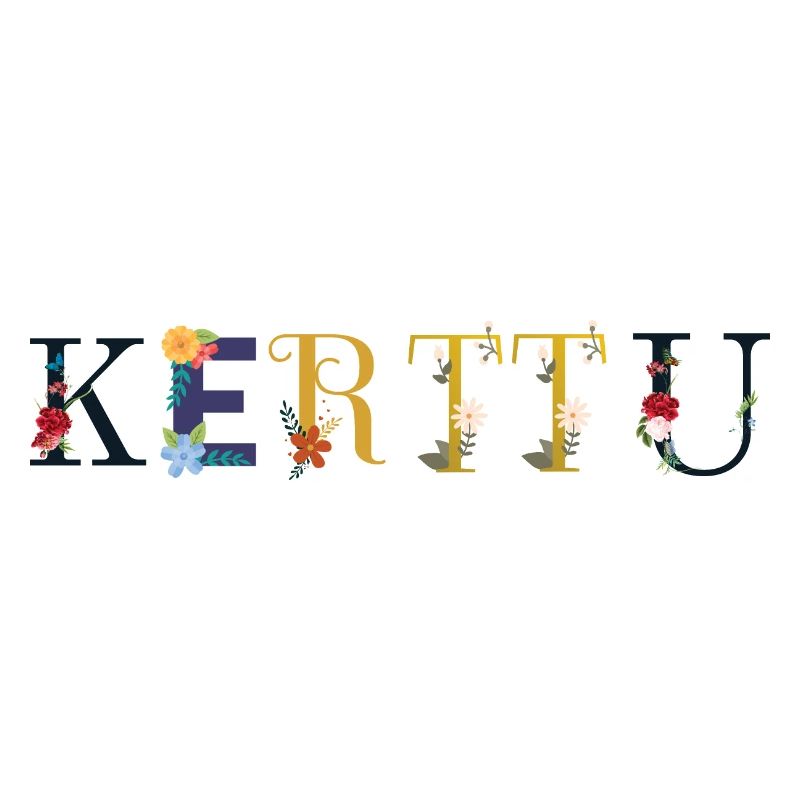 Le nom de KERTTU est décoré de fleurs