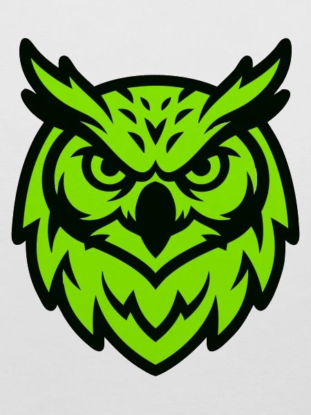 Gruene Eule Maskottchen Logo