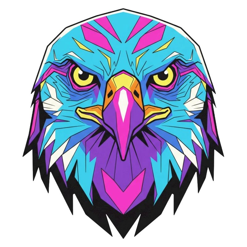 Geometric eagle in neon style