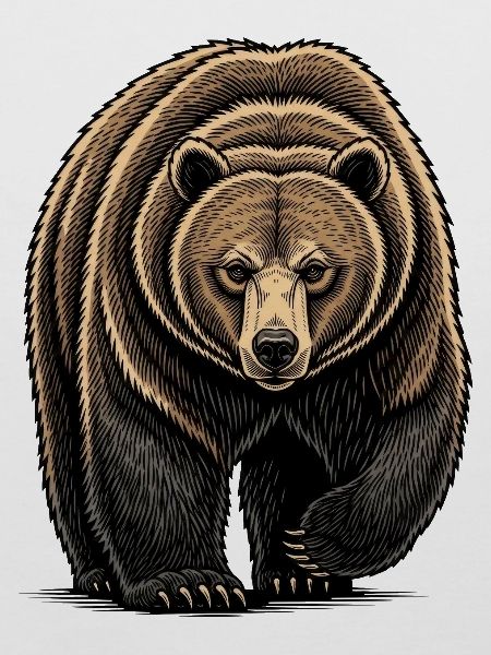 Bear Watcher Linienillustration