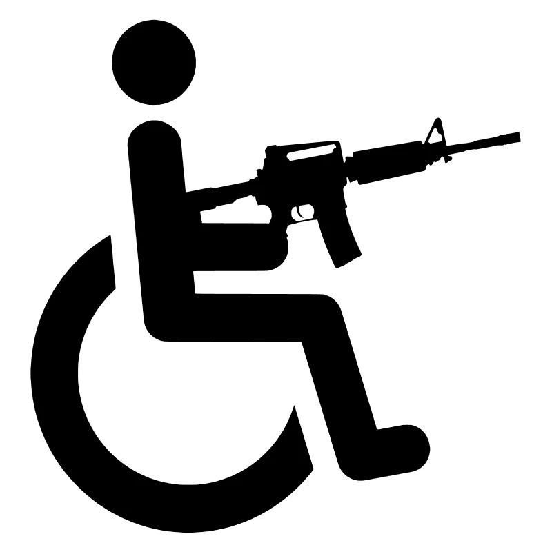 Rollstuhlfahrer mit Waffe #