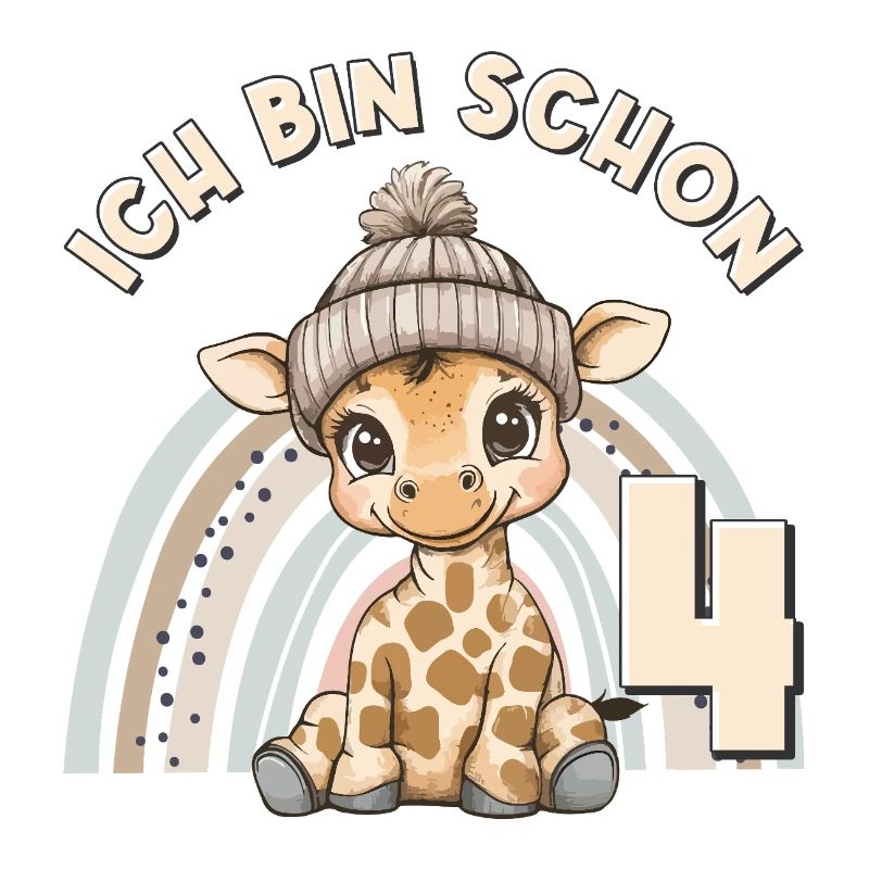 4. Geburtstag Giraffe Regenbogen Süß Niedlich