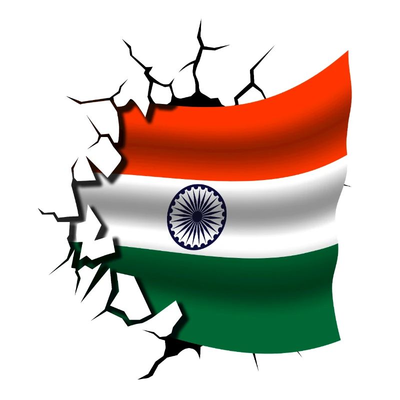 Drapeau de l’Inde - Inde - Drapeau Broken Design