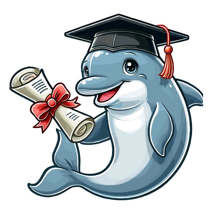 Dolphin with cap and diploma