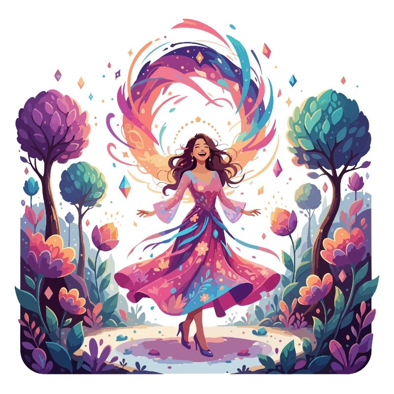 Danse colorée de la princesse dans la danseuse enchantée de la forêt