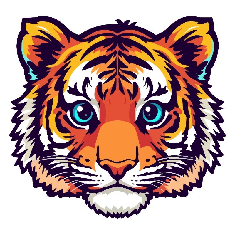 Bunter Tigerkopf Illustration