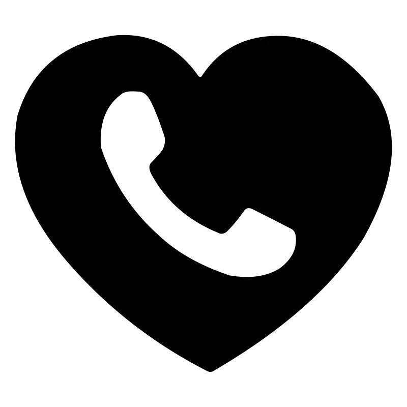 Herz oder Herz mit Telefon ausgeschnittenen Schatten