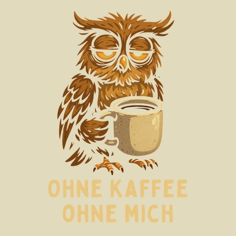 Nickernde Eule mit Kaffee