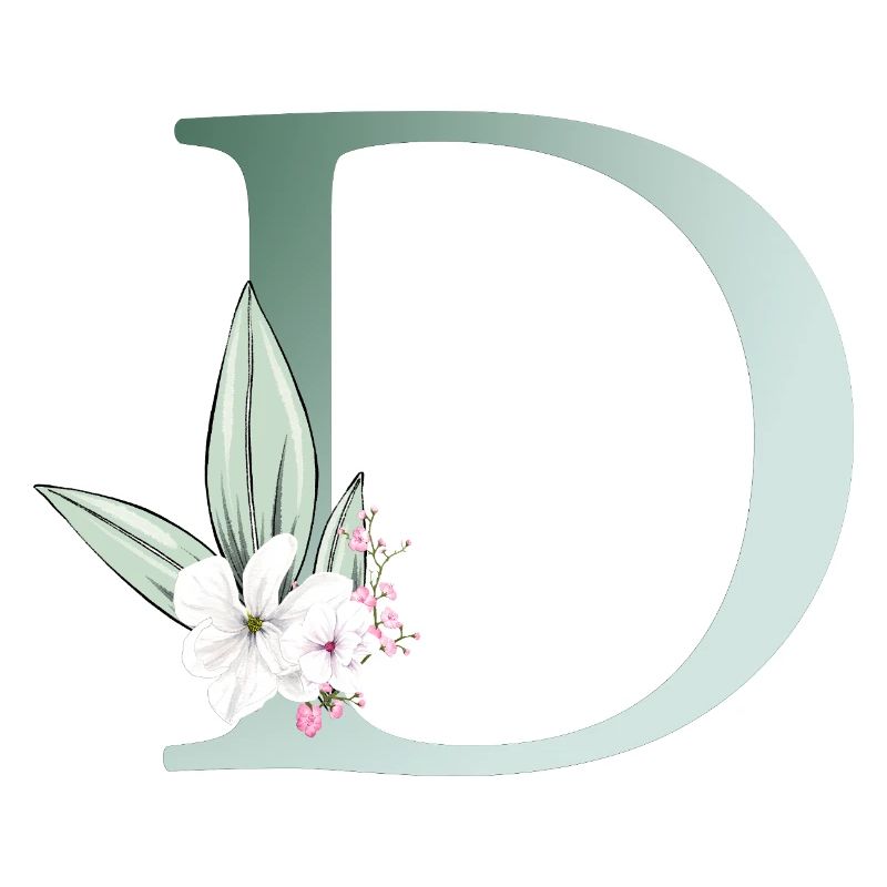 D Monogram, Floral, Customizable
