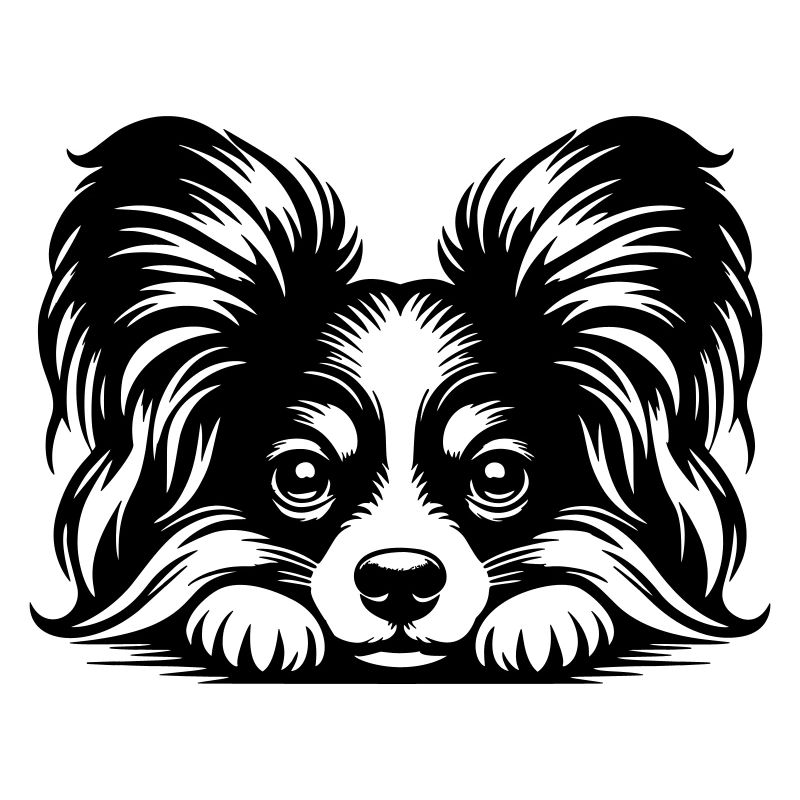 Papillon Head with Paws