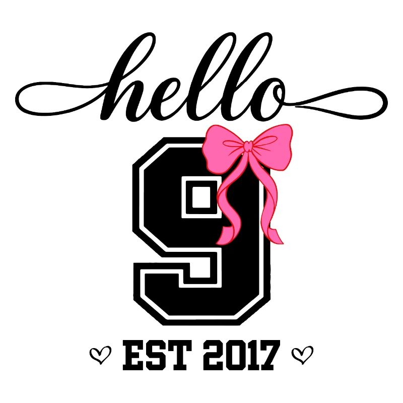Hello 9 Est 2017 Mädchen Geburtstag Design