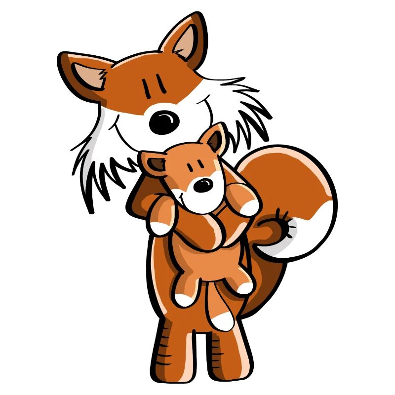 Fuchs mit Babyfuchs - Comic- Geschenk - Kinder