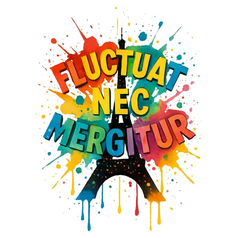 Paris Fluctuat Nec Mergitur Tour Eiffel Colorée