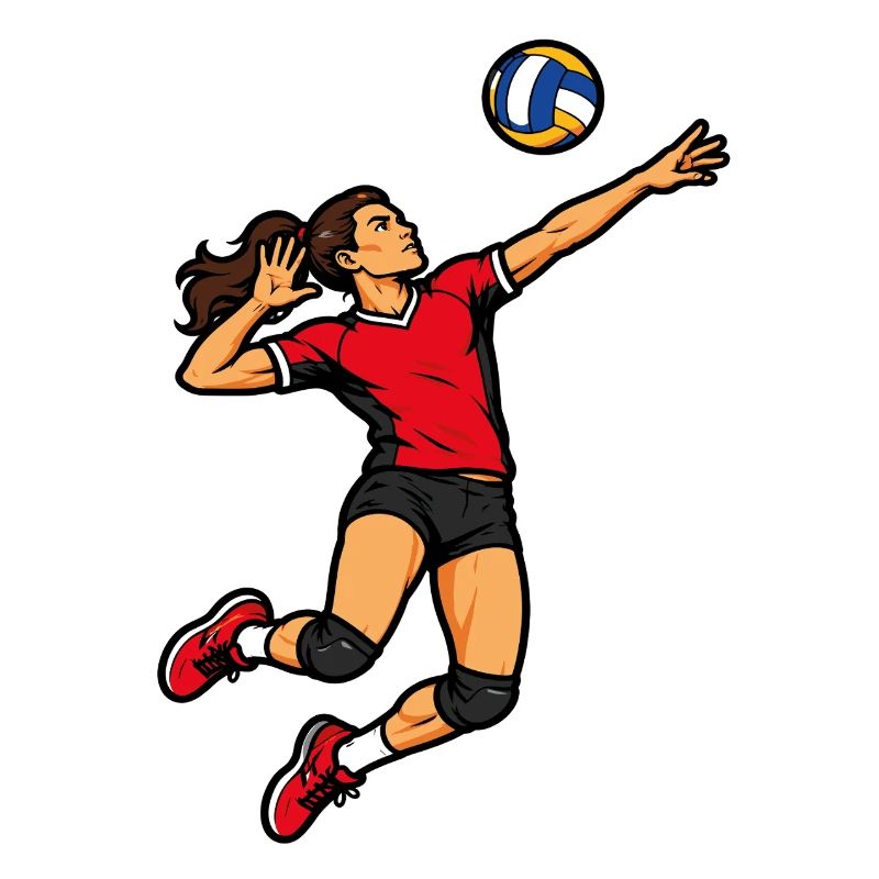 Volleyball player with a powerful serve