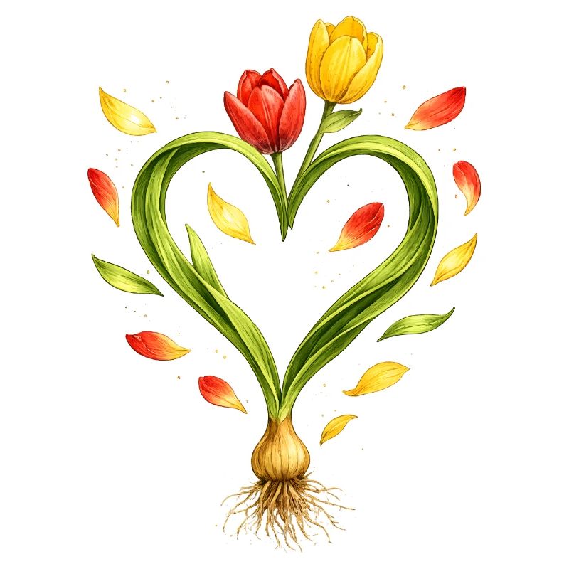 Tulip heart with visible bulb