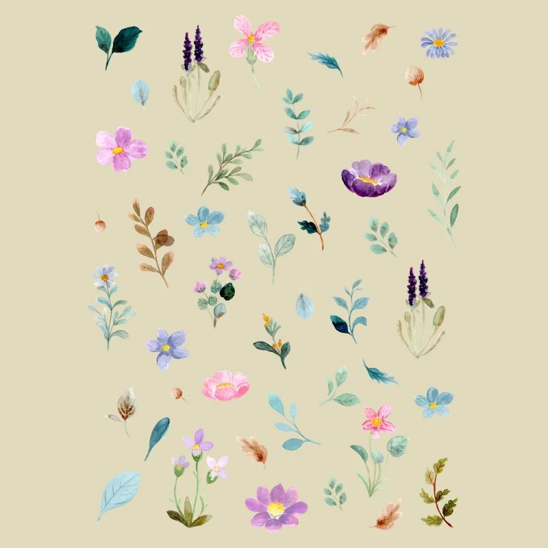 Watercolor Florals on Black