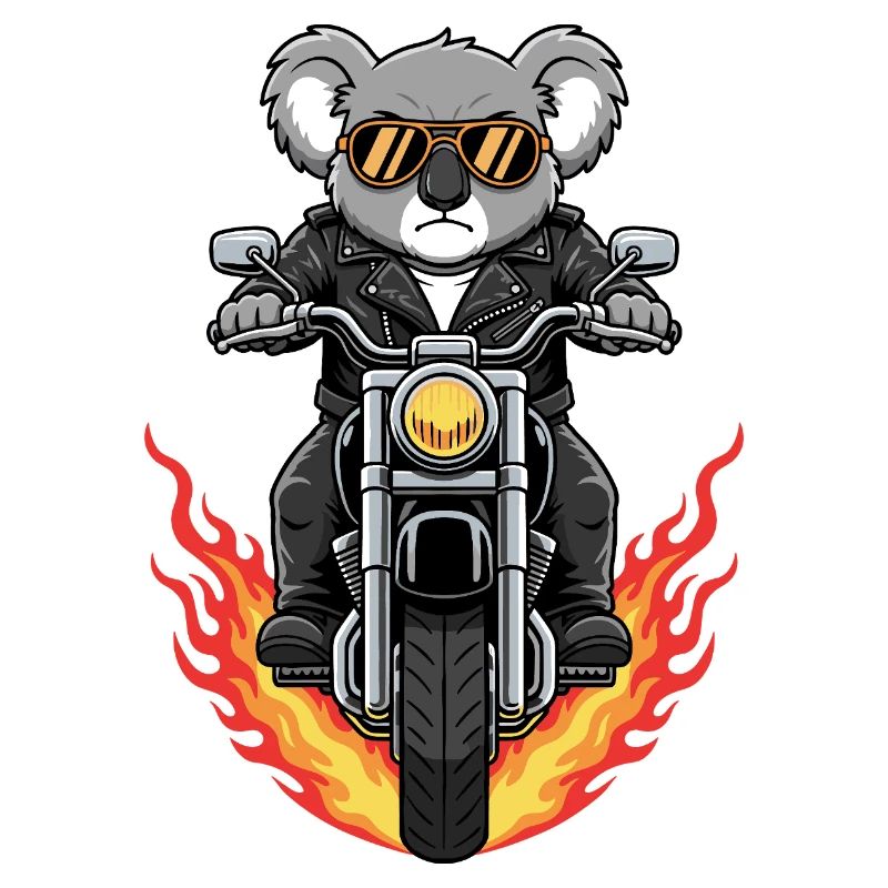 Cool Biker Koala Motorcycle Flames