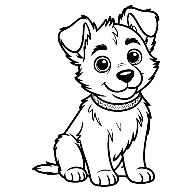 Cuddly Dog Line Drawing