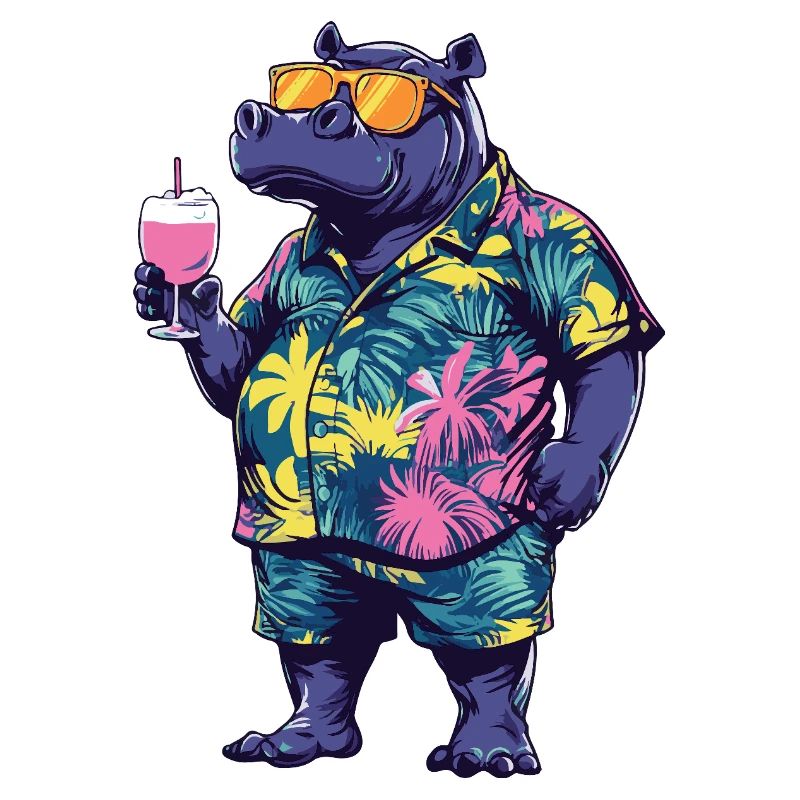 Nilpferd Comic Sommer