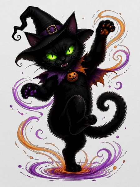 Halloween black cat dancing