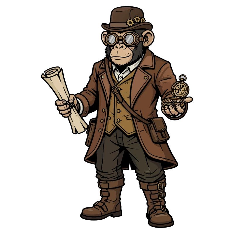 Monkey Explorer Steampunk Retro Adventure