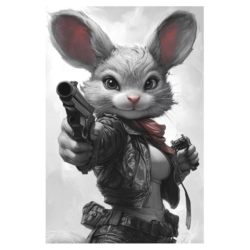 Action bunny in leather jacket