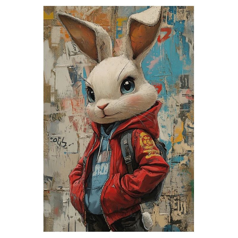 Bunny in graffiti jacket