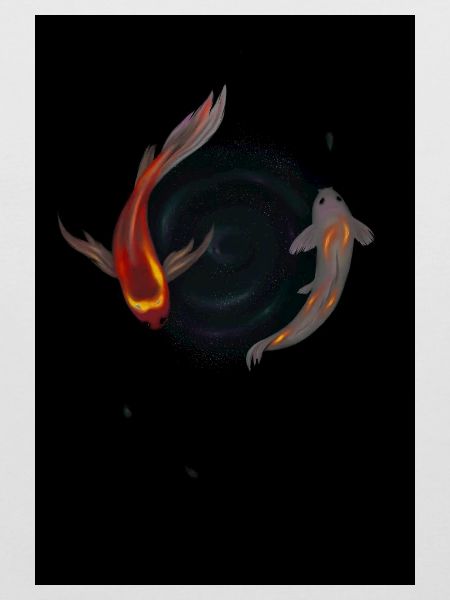 Koi Fische im Sternenwirbel