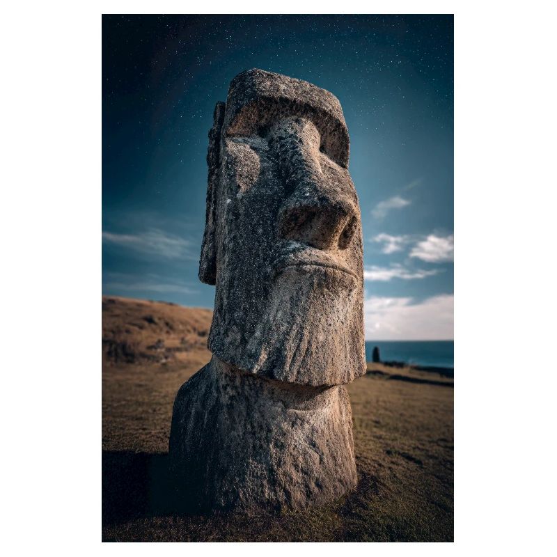 Cosmic Moai Under Starry Night