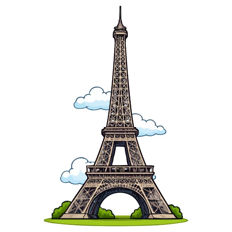 Tour Eiffel style dessin animé