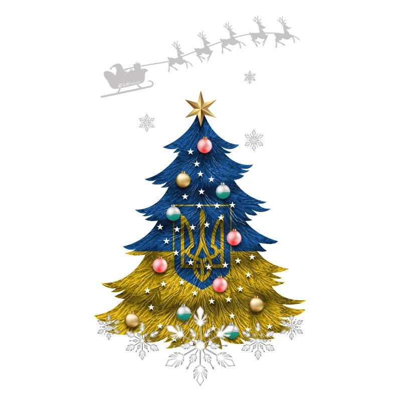 Weihnachtsbaum mit ukrainischer Flagge