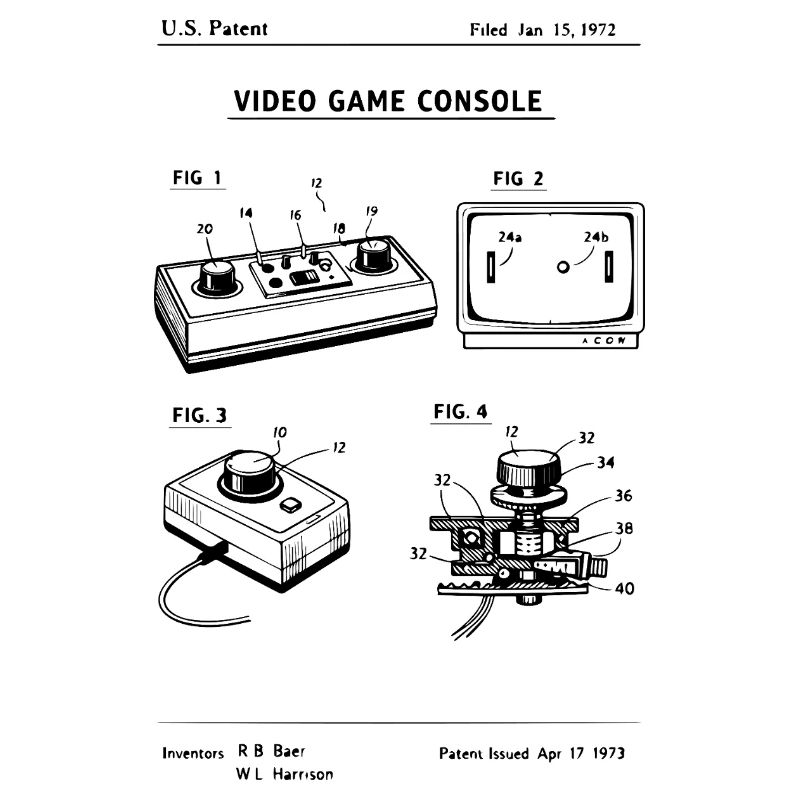 Brevet de plan de console de jeu rétro