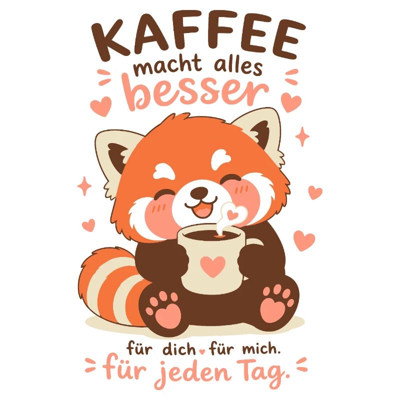 Roter Panda mit Kaffee