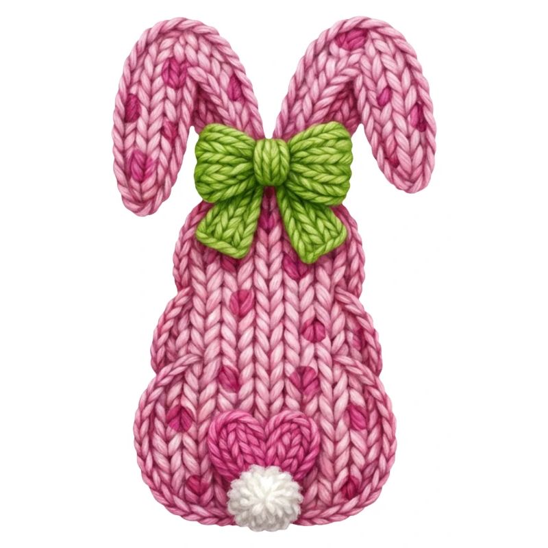 Easter Bunny from Behind with Bow Faux Yarn Easter