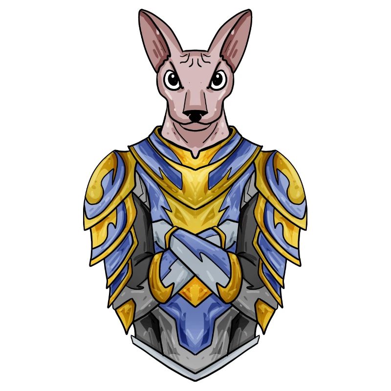 Chevalier Chat Chat Race Sphynx avec Armure
