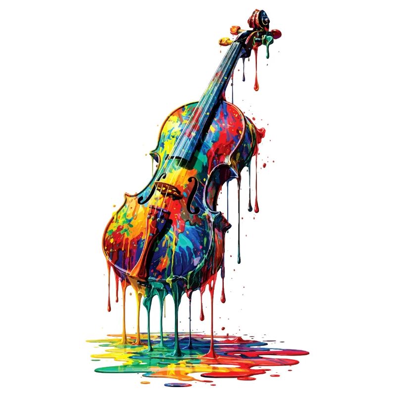 Violin with dripping paint