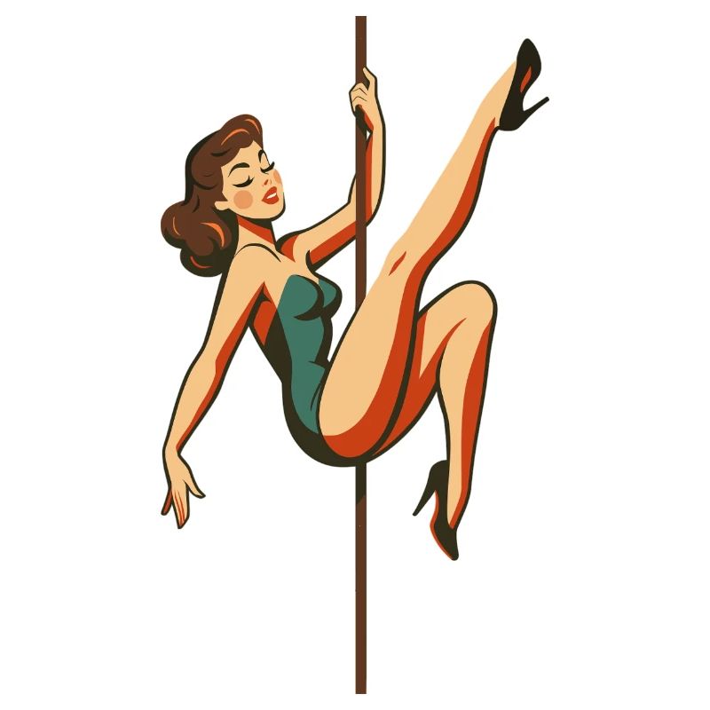 Pole Dance Pole Dancer Brunette Retro 50s Gift