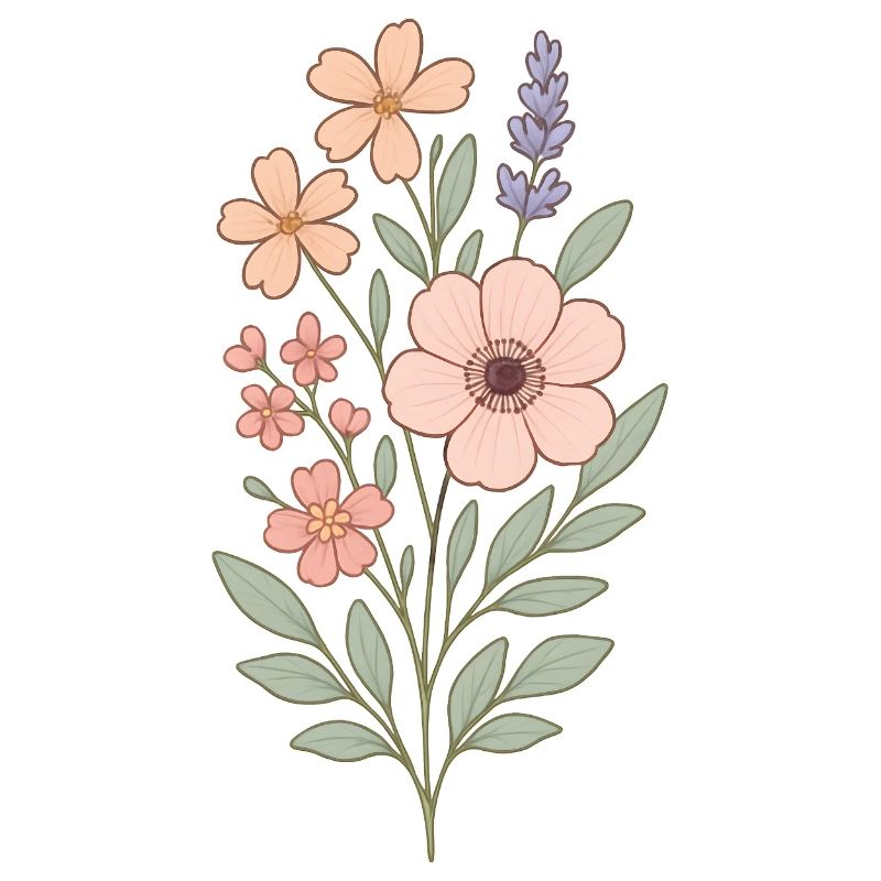 Bouquet aquarelle fleurs pastel