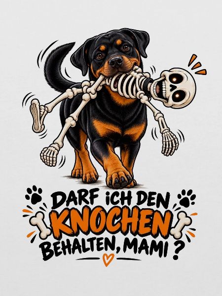 Hund mit Knochen-Skelett Comedy