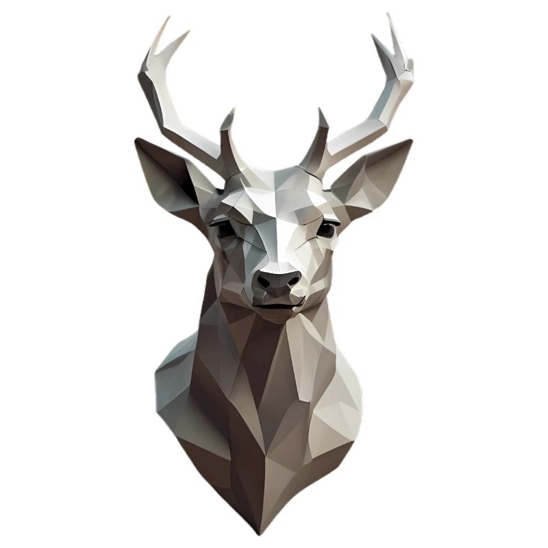 Geometric Deer Head Low-Poly