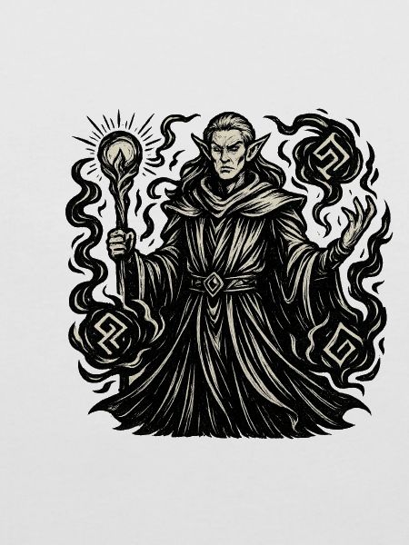 Mystischer Zauberer mit Symbolen