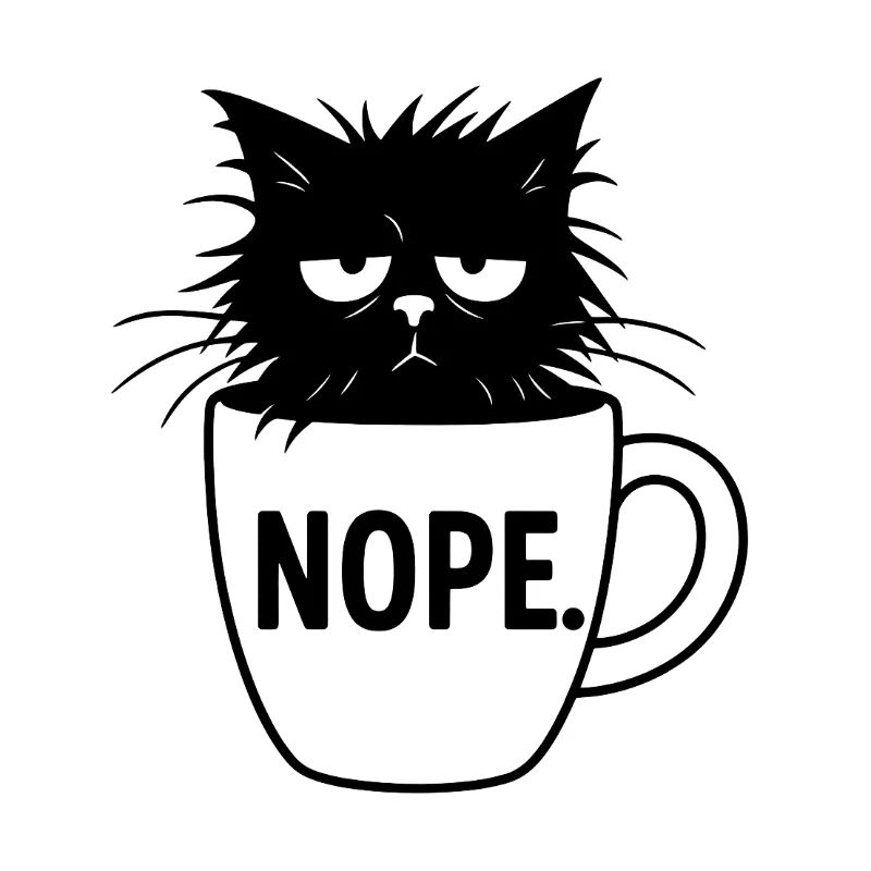 Nope Cat Coffee Sarcasm