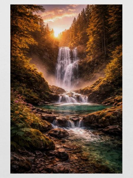 Wasserfall in der Abendsonne