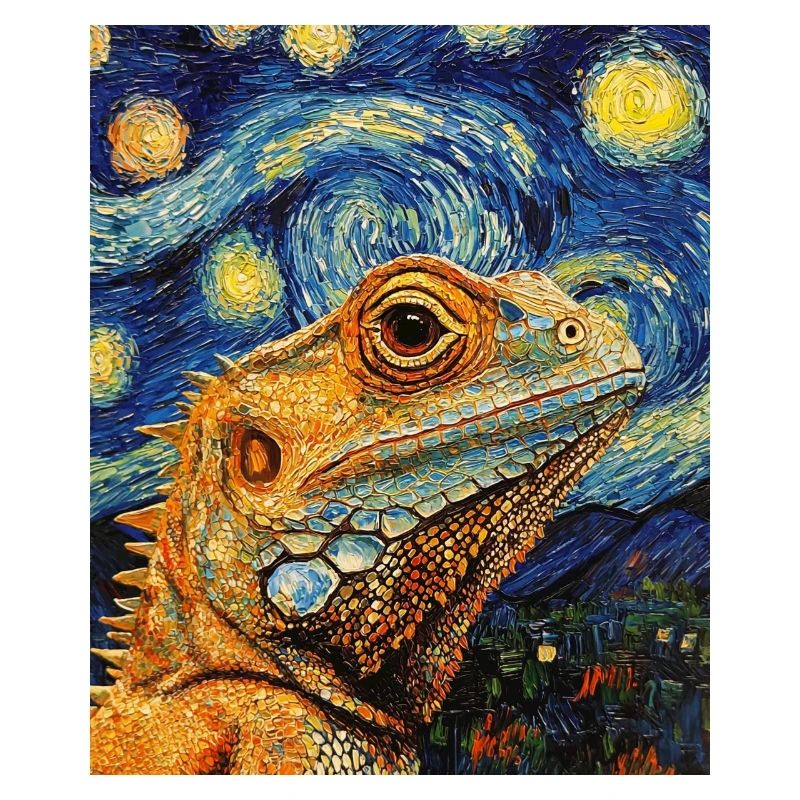 Lizard Van Gogh Style Starry Night