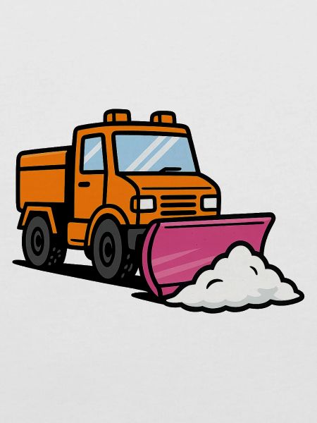 Lustiger Schneepflug mit Schneeschieber