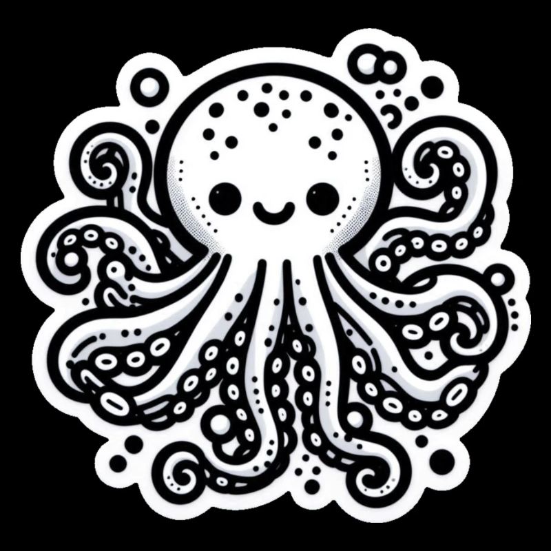 Octopus Octopus Blanc Autocollant