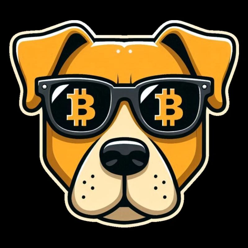 Cooler Hund mit Bitcoin Brille