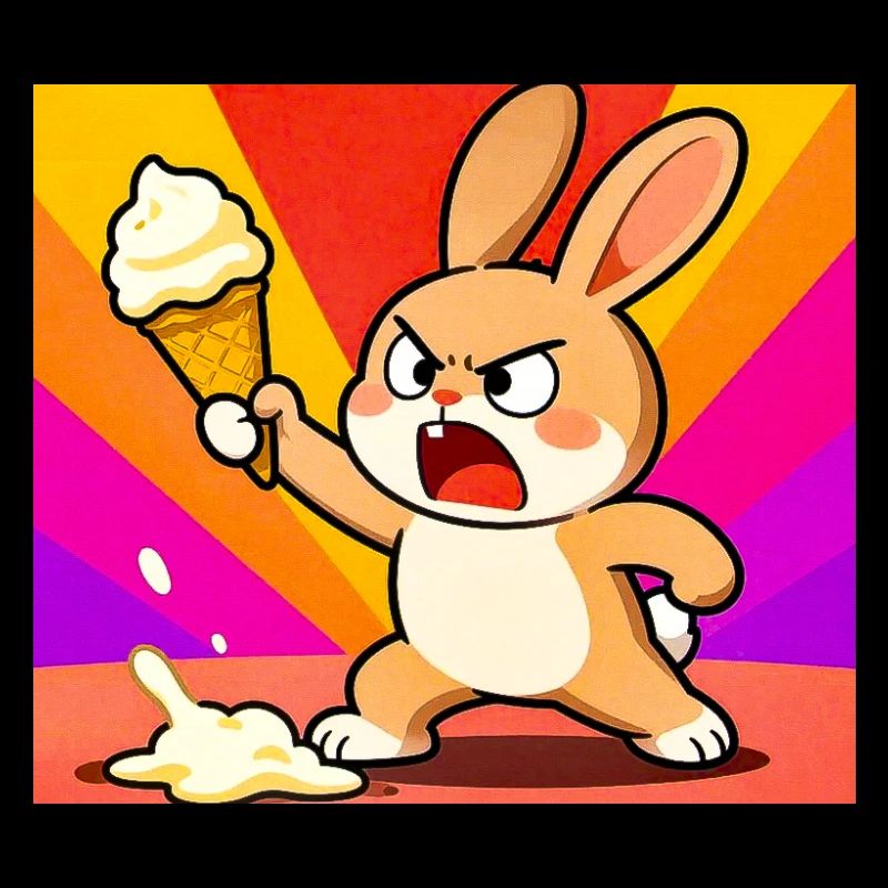 Wütender Hase mit Eiscreme